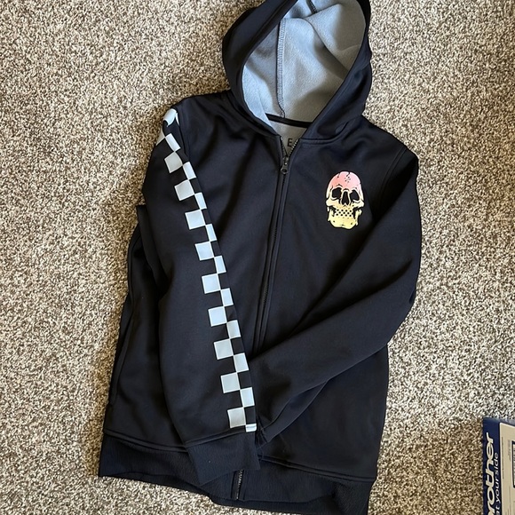 Hooded Zip Up Skull Sweater - Picture 2 of 3